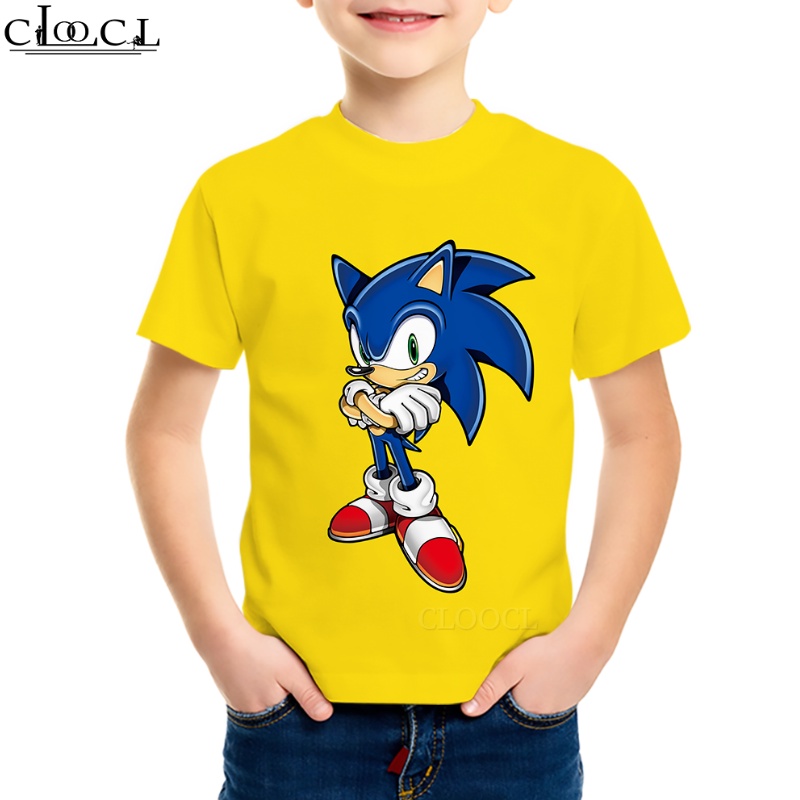 เสื้อยืดแขนสั้นลําลอง-คอกลม-พิมพ์ลายอนิเมะ-sonic-the-hedgehog-สไตล์ฮาราจูกุ-สําหรับเด็ก