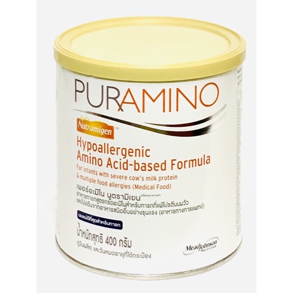 ภาพหน้าปกสินค้าPuramino เพอร์อะมิโน นมผง สำหรับ เด็กแรกเกิด แพ้โปรตีนนมวัว และ โปรตีนจากอาหารชนิดอื่น 400 กรัม
