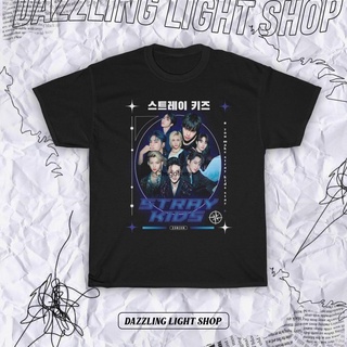 เสื้อยืดโอเวอร์ไซส์Stray kids SKZ เสื้อยืด ลายศิลปินเกาหลี สีดํา สําหรับเด็กผู้ชาย และผู้หญิงS-3XL