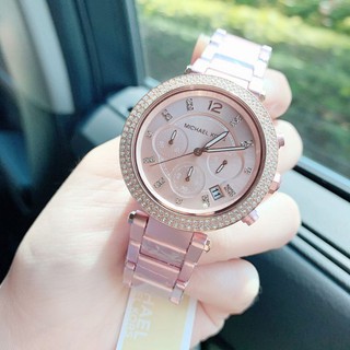 🎀 (สด-ผ่อน) นาฬิกา MK MK6806 สายสแตนเลส สีชมพู  หน้าปัด 39 mm. กล่อง WS / ป้ายขาว