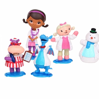 ชุดของเล่นฟิกเกอร์ Doc McStuffins Stuffy Lambie Hallie Chilly 5 ชิ้น