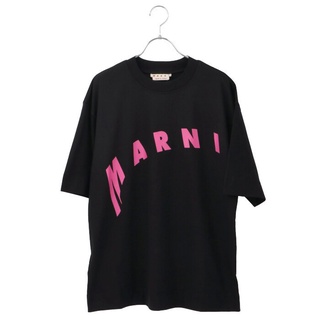 เสื้อยืด ผ้าฝ้าย พิมพ์ลายโลโก้ Marni ทรงหลวม สีดํา สําหรับผู้ชาย