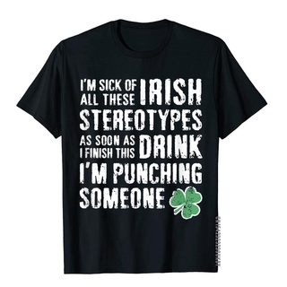 เสื้อยืดโอเวอร์ไซส์เซนต์ เสื้อยืด ผ้าฝ้าย พิมพ์ลาย Patricks Day Irish Stereotypes เหมาะกับเดินชายหาดกลางแจ้ง สําหรับผู้