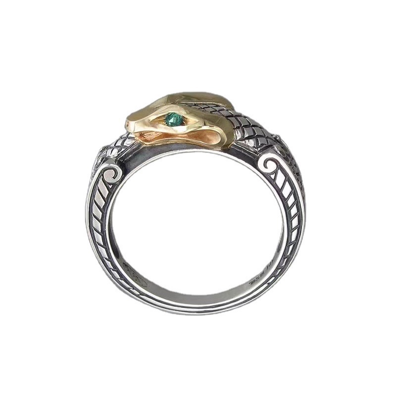 2021-แหวนชุบเงินสองสีสไตล์พังก์แฟชั่นผู้ชายผู้หญิง
