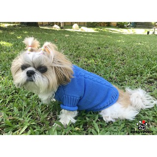 Pet clothes -Doggydolly  เสื้อผ้าแฟชั่น  สัตว์เลี้ยง ชุดหมาแมว  ไหมพรม กันหนาว สีฟ้า  winter  W434