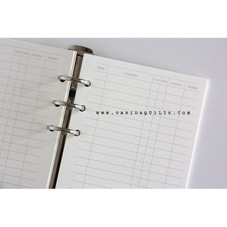 รีฟิว ไส้กระดาษสมุดโน๊ต สำหรับจดบัญชีรายรับ รายจ่าย - DIY Notebook Refill ขนาด 9.4 x 17.1 cm (รหัส 1413-0005)