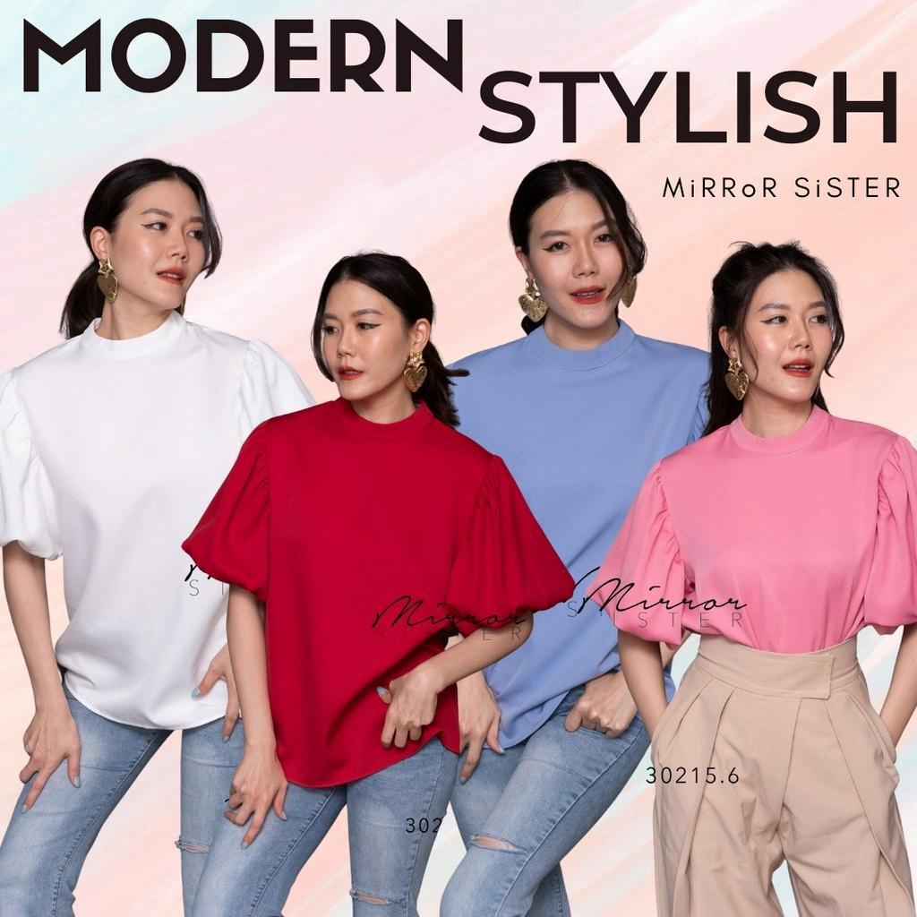 ป้าย-mirrorsister-30215-6-เสื้อแขนพอง-ทรงน่ารัก-ใส่ได้บ่อยทุกโอกาส-ใส่ทำงานก็ดูดี