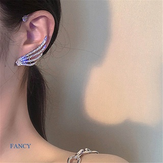 Fancy ใหม่ ต่างหูแบบหนีบ ประดับเพทาย ปีกนางฟ้า ไม่ต้องเจาะ สําหรับผู้หญิง