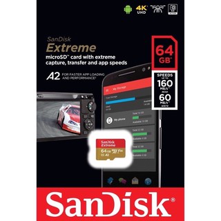 ภาพขนาดย่อของสินค้าSanDisk Extreme micro SDXCUHS-IA2 ( SanDisk 64GB ) SDSQXA2-064G-GN6MN ความเร็ว สูงสุดอ่าน160MB/sเขียน60MB/s