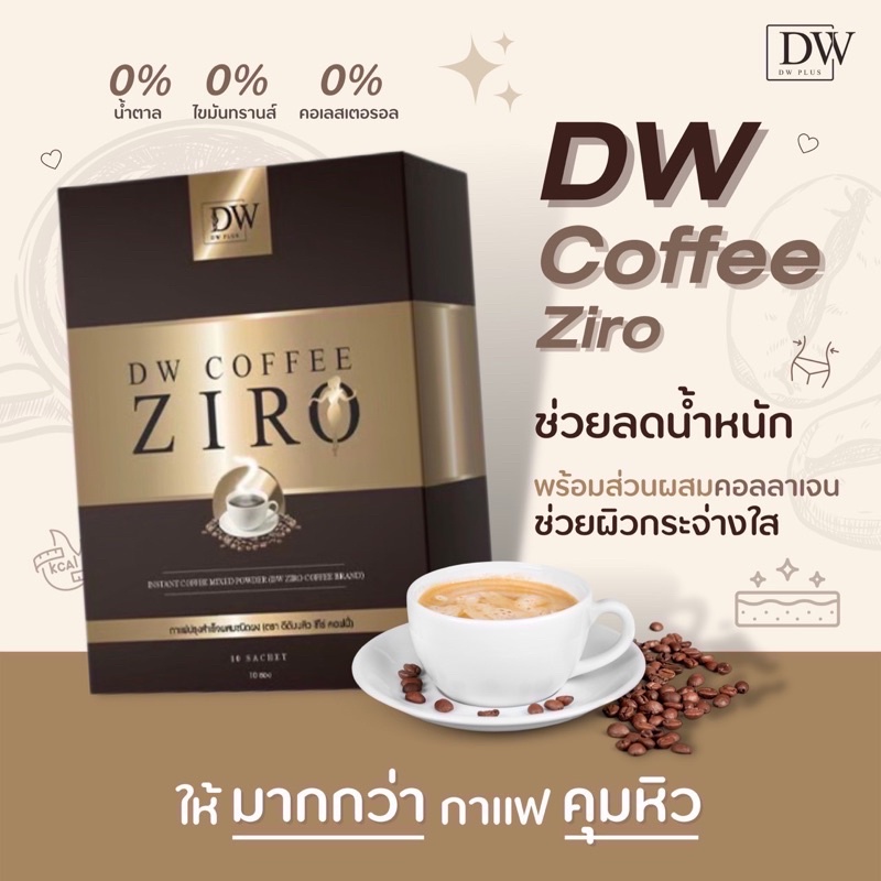 ภาพหน้าปกสินค้าส่งฟรี DW Ziro coffee กาแฟแท้เข้มข้น น้ำตาล0% ️