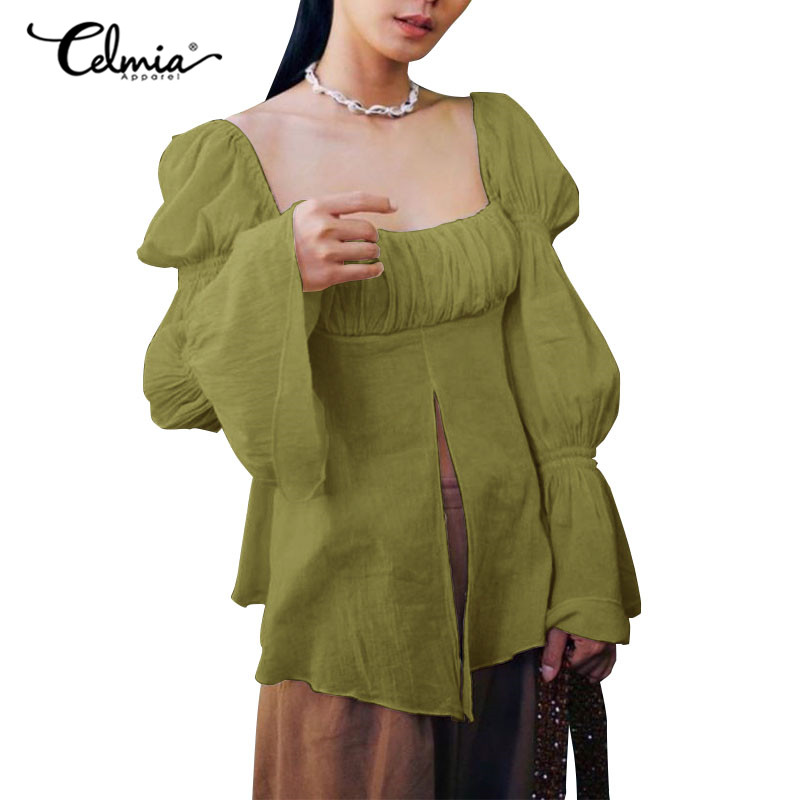 celmia-เสื้อเบลาส์แขนพอง-คอสี่เหลี่ยม-สําหรับผู้หญิง