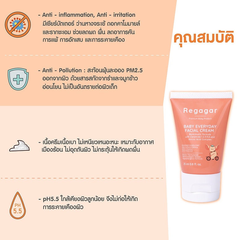 ส่งฟรีregagar-baby-facial-cream25mlครีมทาผดผื่นเด็กอ่อน-ผื่นน้ำลาย-ผดร้อน-ผื่นแพ้ฝุ่น