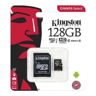 สินค้า Kingston Micro sd card Memory Card 128GB กล้อง/กล้องติดรถยนต์ / โทรศัพท์มือถือ (เทียบแท้) [ใส่โค้ดโค้ดTLDPZD ลด50.-]