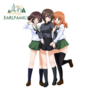 Earlfamily สติกเกอร์ ลายการ์ตูนอนิเมะ GIRLS Und PANZER JDM ขนาด 13 ซม. x 8.3 ซม. สําหรับตกแต่งหมวกกันน็อค รถจักรยานยนต์ เซิร์ฟบอร์ด