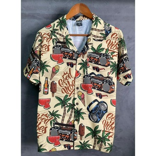 พร้อมส่งจากไทย Hawaii เสื้อฮาวาย ผ้าไหมอิตาลีเกรดพรีเมี่ยม H399