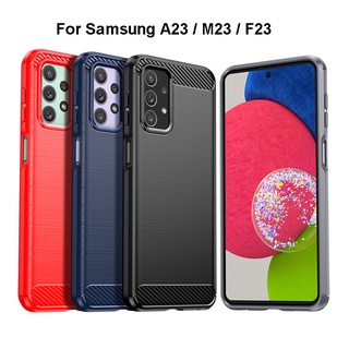 เคสโทรศัพท์มือถือ แบบนิ่ม ลายคาร์บอน สําหรับ Samsung Galaxy A04 A04S A04e A23 A33 A53 A73 M23 M13 M22 M32 F23 F42 A22 A32 5G A03S A03 Core A23e A22e