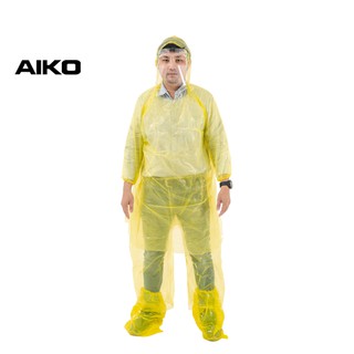 AIKO  #Rp-S เสื้อกันฝน 3 ส่วน เสื้อ กางเกง ถุงสวมรองเท้า  (หนึ่งแพ็ค มีเสื้อกันฝน 3 ชุด)