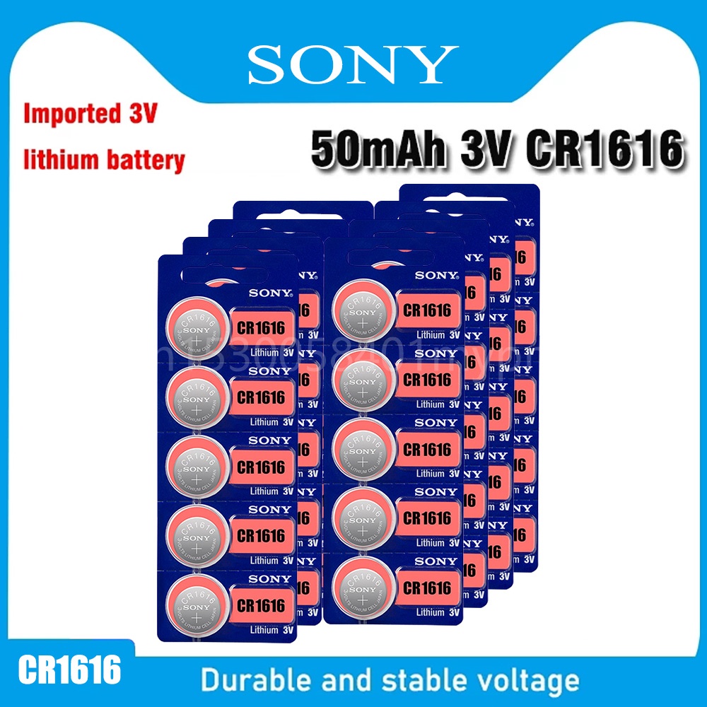Sony 100 Original CR1616 Button Cell Battery for Watch Car Remote Key