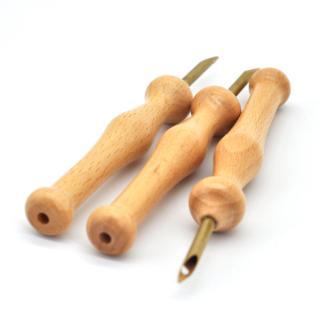 ♡♡ Durable Knitting Embroidery Pen Punch Needle Threader Set DIY Wood Handle Sewing