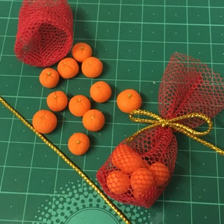 ของจิ๋ว โมเดลส้ม ส้มจิ๋ว ส้มตรุษจีน  miniature dollhouse orange model clay ของตกแต่ง ตรุษจีน ส้มถุงแดง