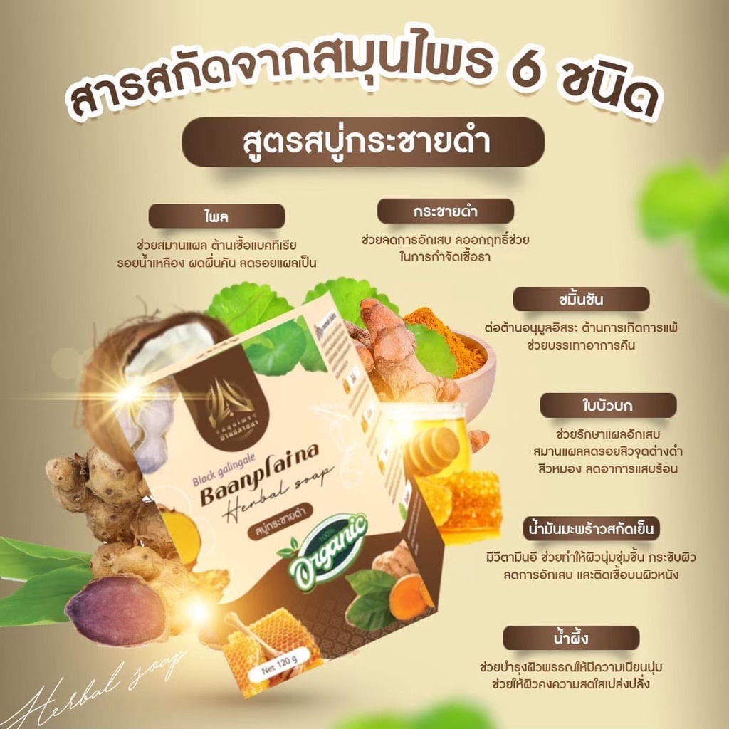 ซื้อ1-แถม1-สบู่กระชายดำ-สบู่สมุนไพรบ้านปลายนา-ขนาด120g