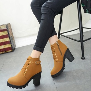 สินค้า ส้นสูง3cmรองเท้าบูทผู้หญิง รองเท้าแฟชั่นเกาหลี รองเท้าบูท ไซส์ 36-41