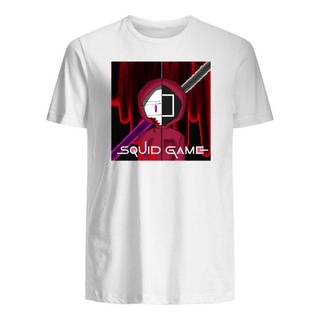 SKTT1 เสื้อยืดผู้ชายและผู้หญิง เสื้อยืดลําลองแขนสั้นลายการ์ตูน Squid Game Popular T-shirts