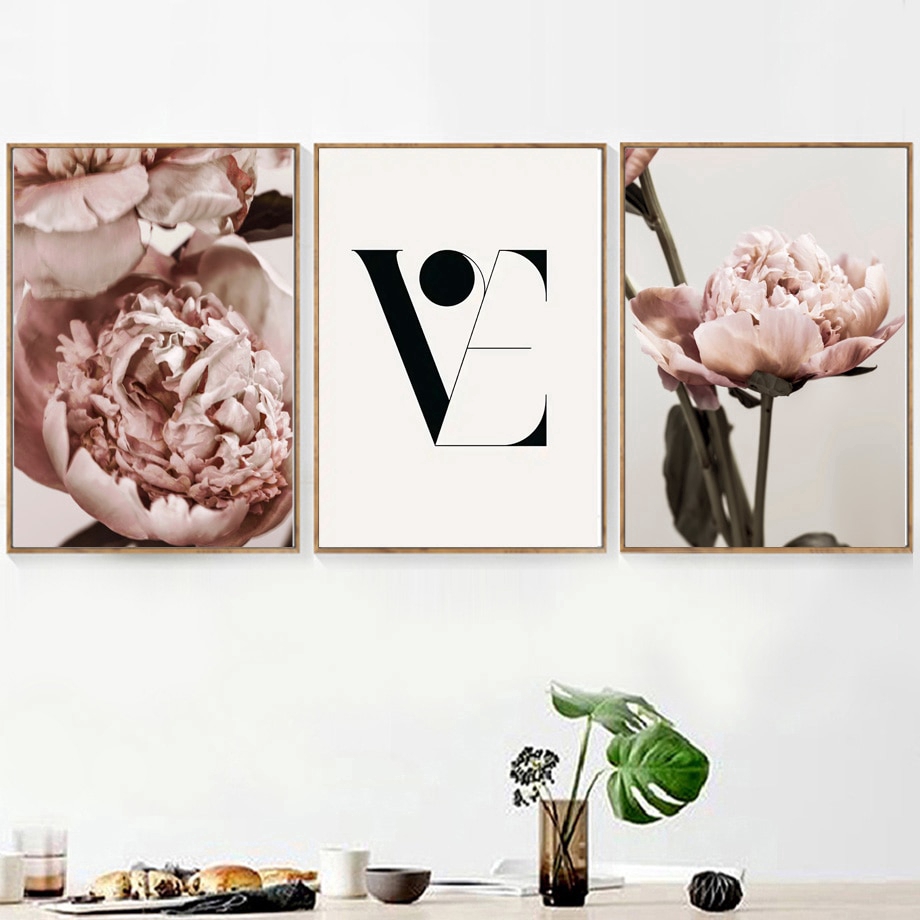 peony-flower-record-player-love-quotes-wall-art-canvas-painting-nordic-posters-prints-wall-pictures-for-living-room-decor-unframed