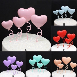 【พร้อมส่ง】 4 In 1 ชุดพลาสติก 3D รูปหัวใจตกแต่งเค้ก / เค้ก Topper