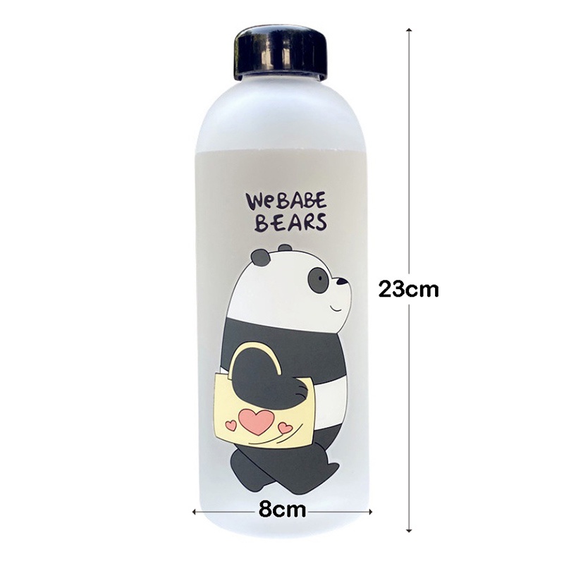 คลังสินค้าพร้อม-we-bare-bear-1000ml-ถ้วยน้ำพลาสติกใสฝ้า-ใสพร้อมฝาปิด-ame