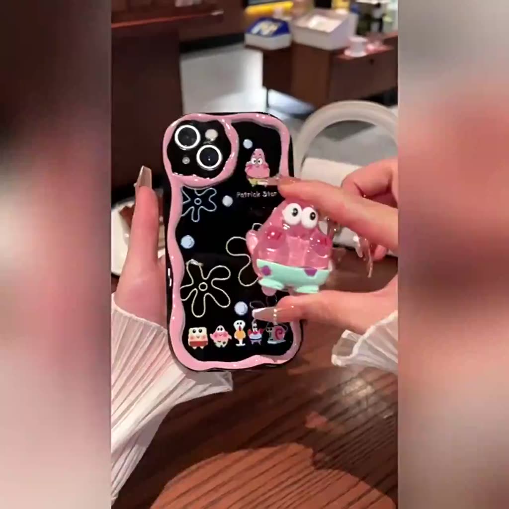 เคสโทรศัพท์มือถือ-ซิลิโคนนุ่ม-ลายการ์ตูนสพันจ์บ็อบน่ารัก-พับได้-สําหรับ-infinix-hot-12-30-play-30-30i-20i-smart-6-7-plus-hd
