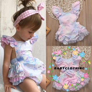 BYB-เด็กน่ารักเด็กทารกแรกเกิดแขนกุด Floral Romper Bodysuit Jumpsuit ชุด Sunsuit