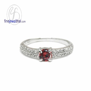 Finejewelthai-แหวนโกเมน-โกเมน-แหวนพลอย-แหวนเงินแท้-พลอยประจำเดือนเกิด-Garnet-Silver-Ring-Birthstone-R1261gm