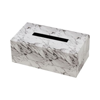 กล่องใส่ทิชชู่ กล่องทิชชูแผ่น 25.5x10x14 สีขาว กล่องใส่กระดาษชำระ TISSUE BOX PVC MARBLE WHITE