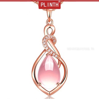 PLINTH จี้เงินแท้ 925 สตั๊ด正กระดูกไหปลาร้าคริสตัลสีชมพูธรรมชาติ1170