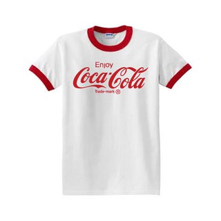 COKE COCA COLA BY GILDAN TSHIRT เสื้อยืด แขนกุ๊นแดง โค้ก แฟชั่น วินเทจ