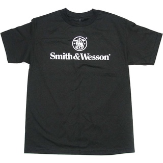 เสื้อยืดแขนสั้นลําลอง คอกลม ผ้าฝ้ายแท้ พิมพ์ลาย Smith &amp; Wesson แฟชั่นสําหรับผู้ชาย