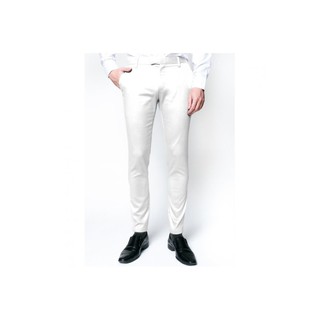 B&amp;B menswear กางเกงสแลคชิโน่ ทรงเดฟ ผ้ายืด  ขายาว Chino Pant (สีขาว)