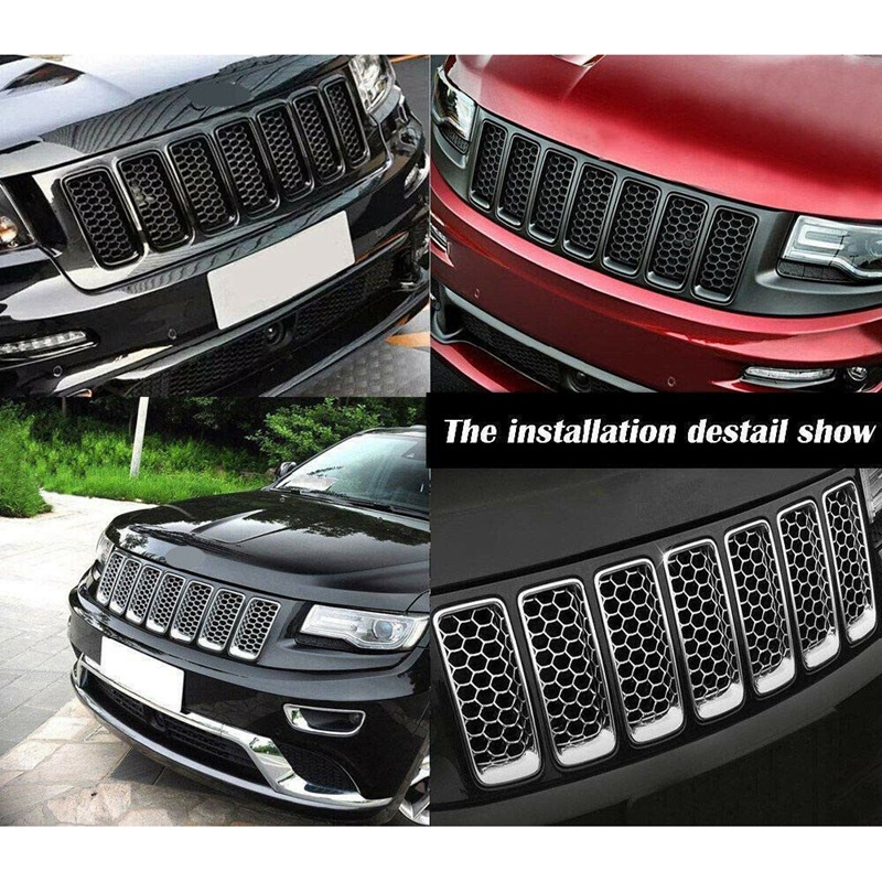 ชุดกระจังหน้ารถยนต์-สีดํา-สําหรับ-jeep-grand-cherokee-2014-2016