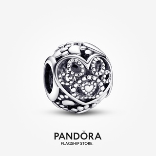 Pandora จี้ขนเฟอร์ พิมพ์ลายอุ้งเท้าหัวใจ ของขวัญวันหยุด สําหรับผู้หญิง p804