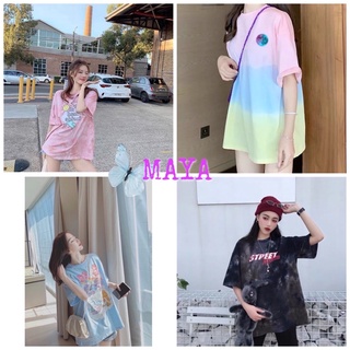 MAYA🌸พร้อมส่ง🌸เสื้อยืด โอเวอร์ไซด์ ฟรีไซด์ คอกลมแขนสั้น ลายน่ารักมาก ผ้าใส่สบาย(KG)