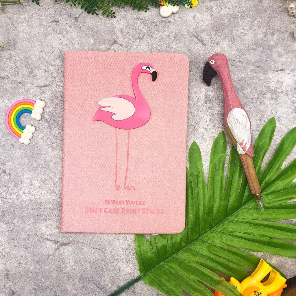 fancystore-มีสินค้า-พร้อมส่ง-ของขวัญปีใหม่-สมุดไดอารี่-สมุดจดบันทึกน่ารัก-ลายนก-flamingo-ปากกาสุดคลาสสิคทำจากไม้แท้