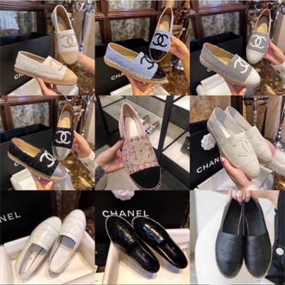 พรี-chanel-g29762-espadrilles-in-silver-lambskin-รองเท้าชาแนล-ของใหม่-หนังลูกแกะสีเบจดำsize35-41