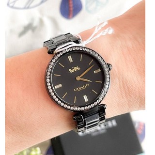 (ผ่อน0%) นาฬิกา 💖Coach💖 💖Park Black Bracelet Watch 💖สายเหล็ก สีดำ หน้าปัดสีดำล้อมเพชร 💖ขนาด 34 mm 14503421