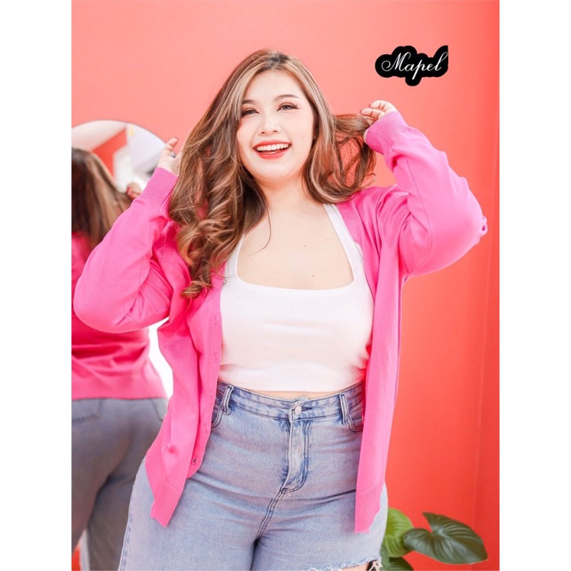 plussize-เสื้อผ้าไซส์ใหญ่-เสื้อคลุมคาร์ดิเเกน-ติดลายหัวใจ-play-หัวใจน่ารักๆ-เนื่อผ้าดี-เอาไว้ใส่คลุมกันเเดด