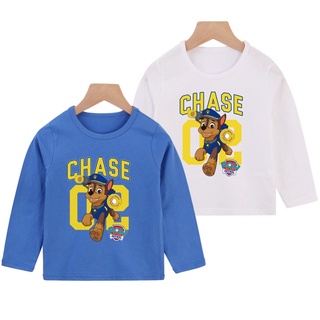 สินค้า เสื้อยืดแขนยาวผ้าฝ้ายพิมพ์ลายการ์ตูน Paw Patrol Chase 8 สีสําหรับเด็ก