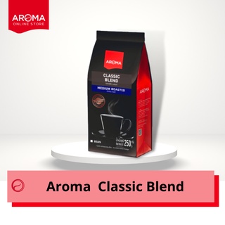 Aroma Coffee เมล็ดกาแฟคั่ว Aroma Classic (ชนิดเม็ด) (250 กรัม/ซอง)