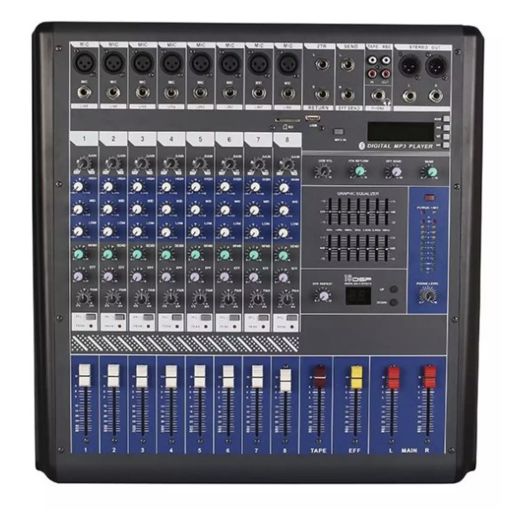 มิกเซอร์-mixer-เครื่องผสมสัญญาณเสียง-mixer-8channel-รุ่น-em-801