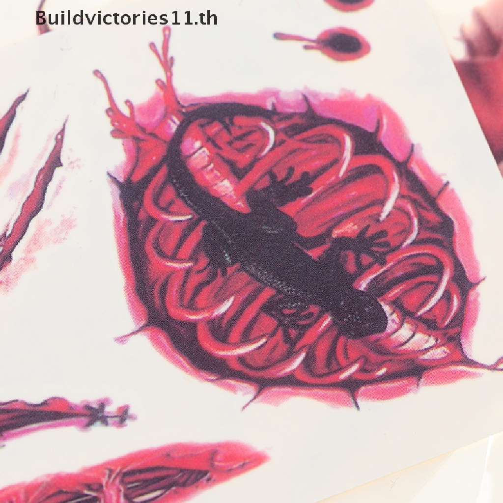 buildvictories11-สติกเกอร์รอยสัก-ลายรอยแผลเป็นจากเลือด-รอยแผลเป็นผีดิบ-สําหรับปาร์ตี้ฮาโลวีน