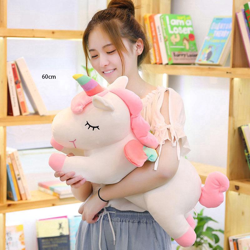 ของเล่นตุ๊กตายูนิคอร์นสีชมพูสีขาว-60-ซม